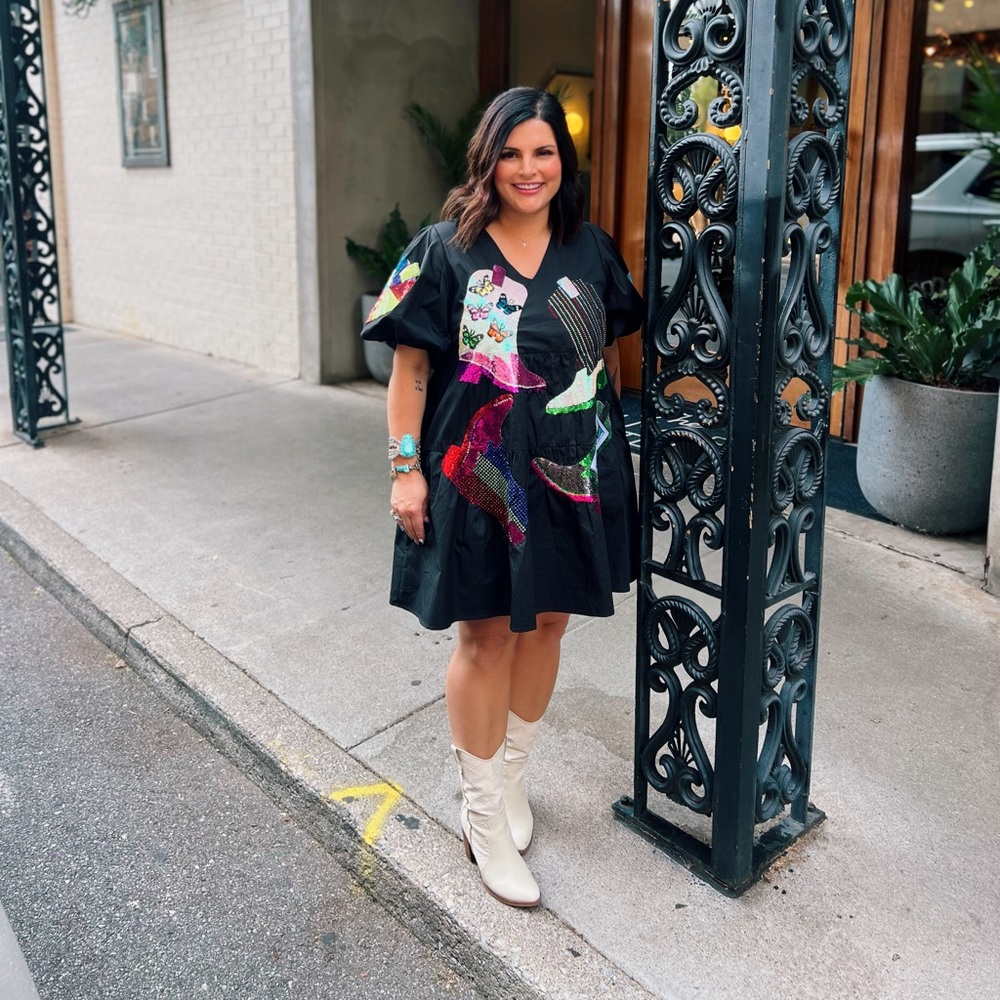 Queen of Sparkles Cowboy Boot dress